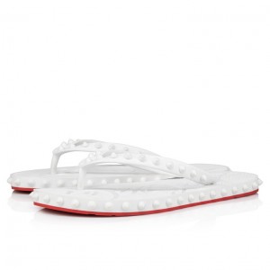 Christian Louboutin Super Loubi Flip Women Flat Shoes White | WLTODJ-275